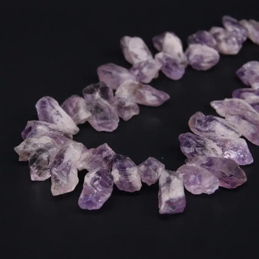 

15.5"/strand Natural Raw Amethysts Freeform Nugget Point Loose Beads,Purple Crystal Top Drilled Stick Pendants Jewelry Making