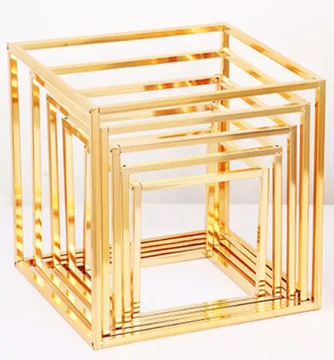 Свадебные украшения, золотистый куб, металлическая рамка, набор из 5 штук