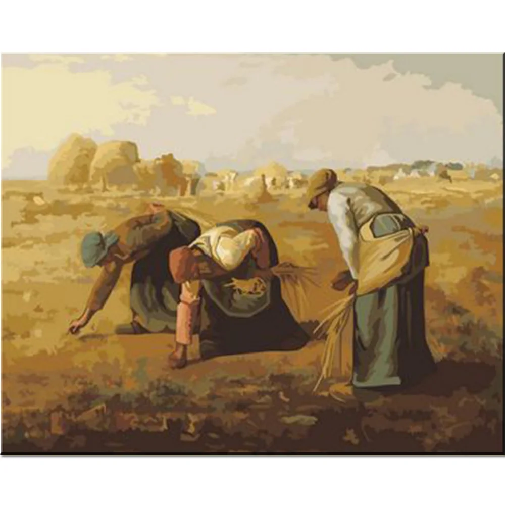 

Hand Painted Imitation Paintings for Wall Room Decor By Numbers Pick up Rice Landscape Digital Oil Painting on Canvas DIY Art