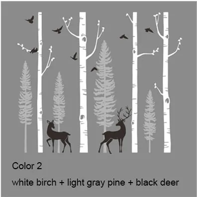 Скандинавский лес береза Наклейка на стену с оленем Детские огромные наклейки на стену детская виниловая наклейка на стену фреска домашний декор B81 - Цвет: color 2
