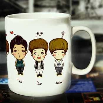 

New EXO Ceramic Coffee Mug White Color Or Color Changed Cup Cartoon ---Loveful
