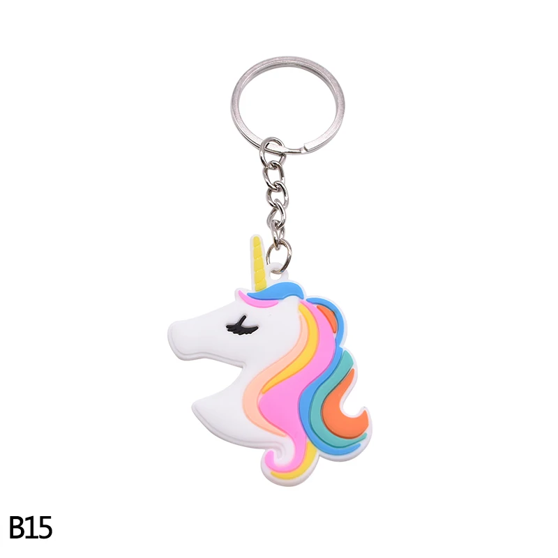 5/10pc Rainbow PVC Cute Animal Horse Unicorn Keychain Alloy Key Ring For Men Women Bag Phone Car Key Chian Decoration Gift Favor - Цвет: B15