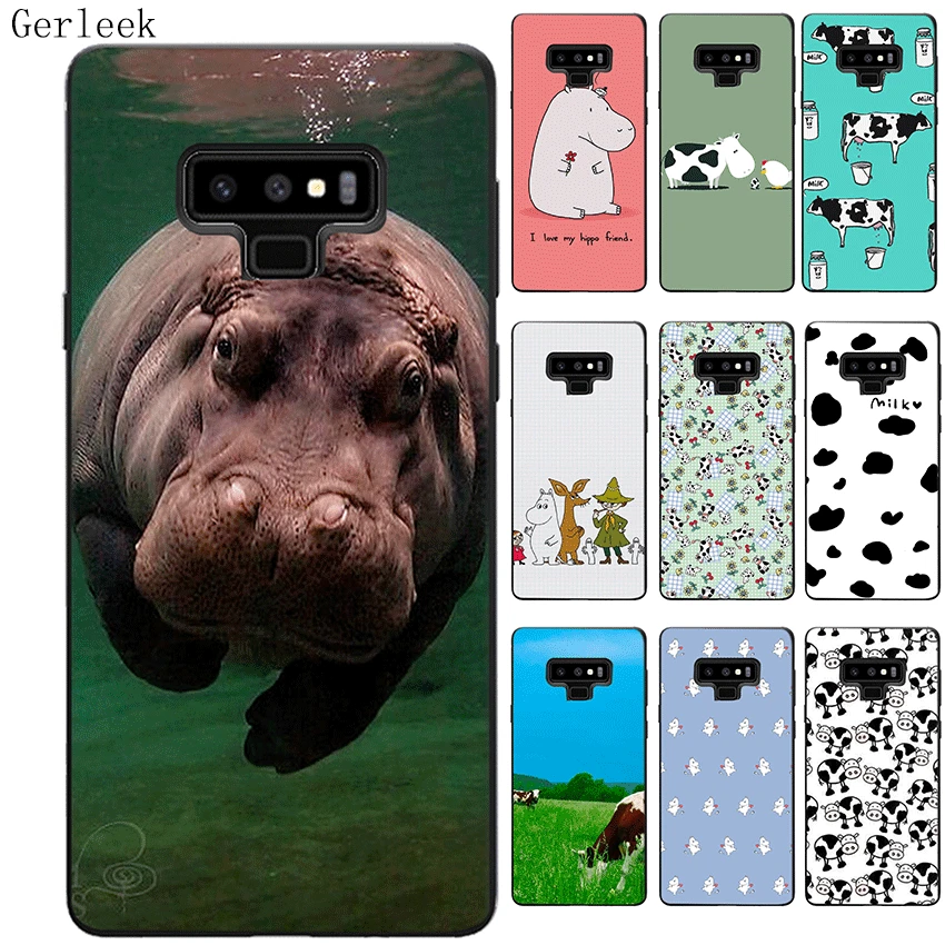 Силиконовый ТПУ чехол для телефона Samsung Galaxy S6 S7 Edge S8 S9 Plus Note 8 9 Aninal Hippo Cow | Мобильные