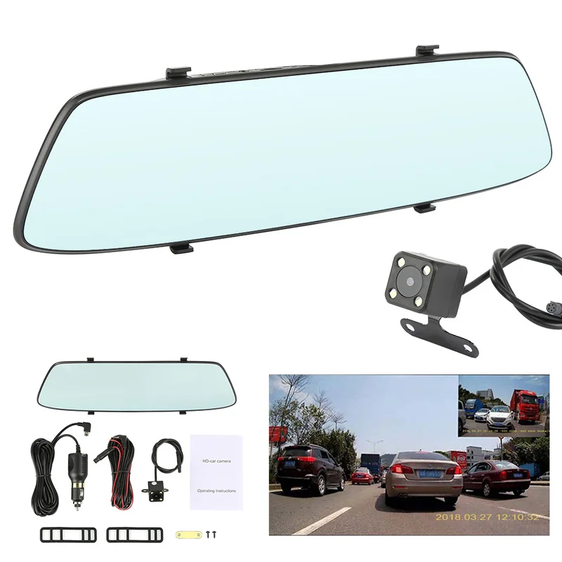 

Car CVR Driving Recorder 5.0" Touch Screen LCD Monitor Super Wide-angle Dual Video Rear View Mirror Motion Sensor Video Camera