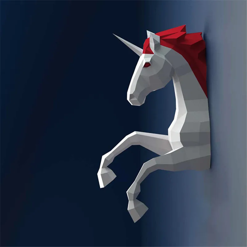 

3 colour Paper Unicorn Model Toys 3D DIY material manual creative Party Office props lovely tide decorate Image Christmas Gift