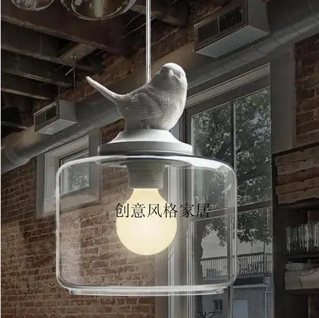Креативный потолочный светильник s Смола Птица стеклянный абажур светильник белый цвет краткое мода бар столовая потолочный светильник
