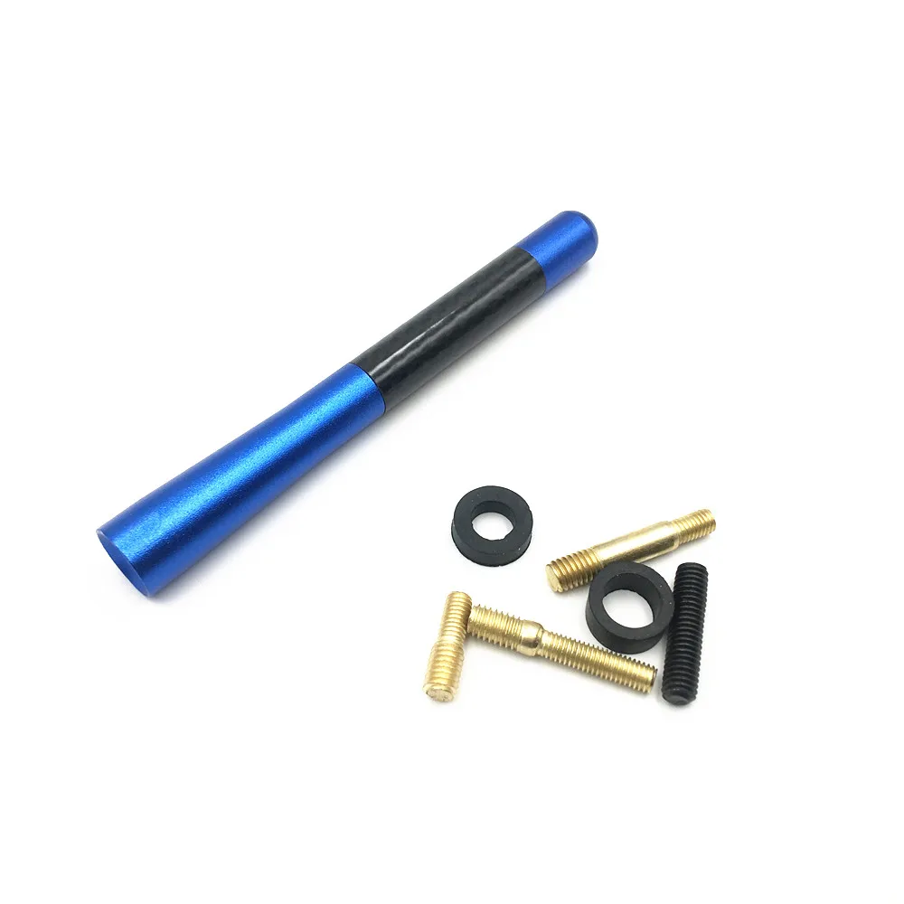 4.7" 120mm Black&Blue Aluminum Carbon Fiber Car Antenna AM FM Aerial
