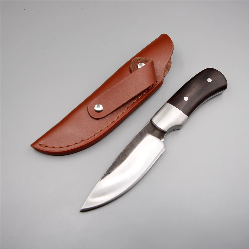 Дешевый Ручной работы из высокоуглеродистой стали Малый охотничий нож Рыбалка ebony Ручка Карманные Охотник Кемпинг Открытый выживания нож инструме...