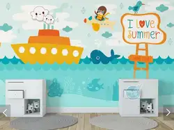 Nordic коробки Дети Спальня стены Бумага фрески для Гостиная дома декора стен Бумага рулонов свяжитесь с Бумага настроить океан корабль