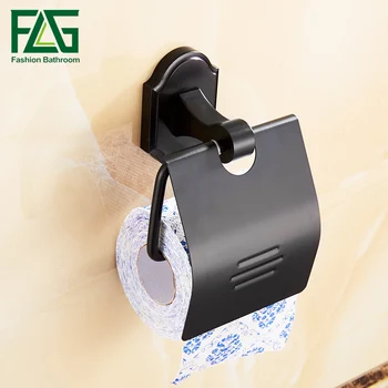 

FLG Toilet Paper Roll Holder Wall Mount Space Aluminum Rack toilet paper holder Black Finish Paper Holder Bathroom Accessories
