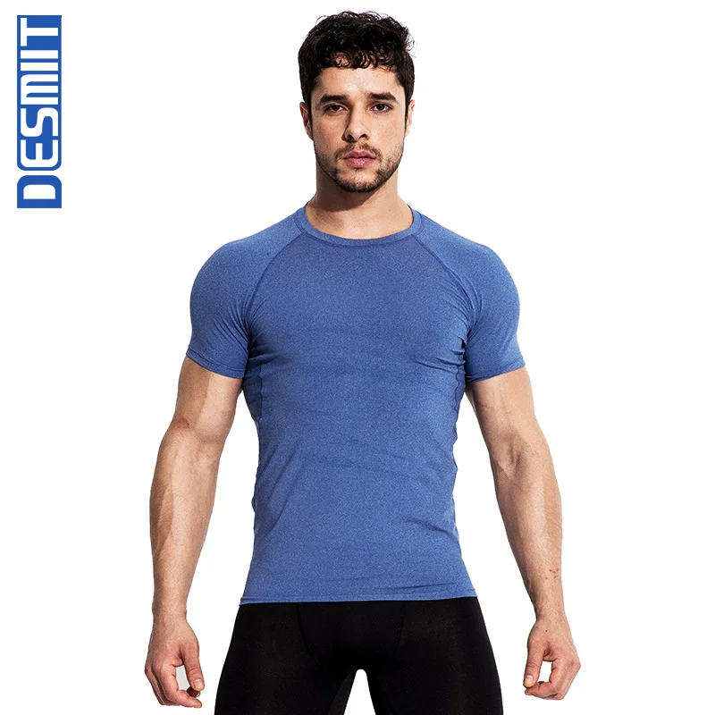 

2018 Desmiit Men's T-Shirt Sports Solid Tight Short Sleeve Quick Dry Comfort 5 Colors Swimming Fitness Running Multifunction
