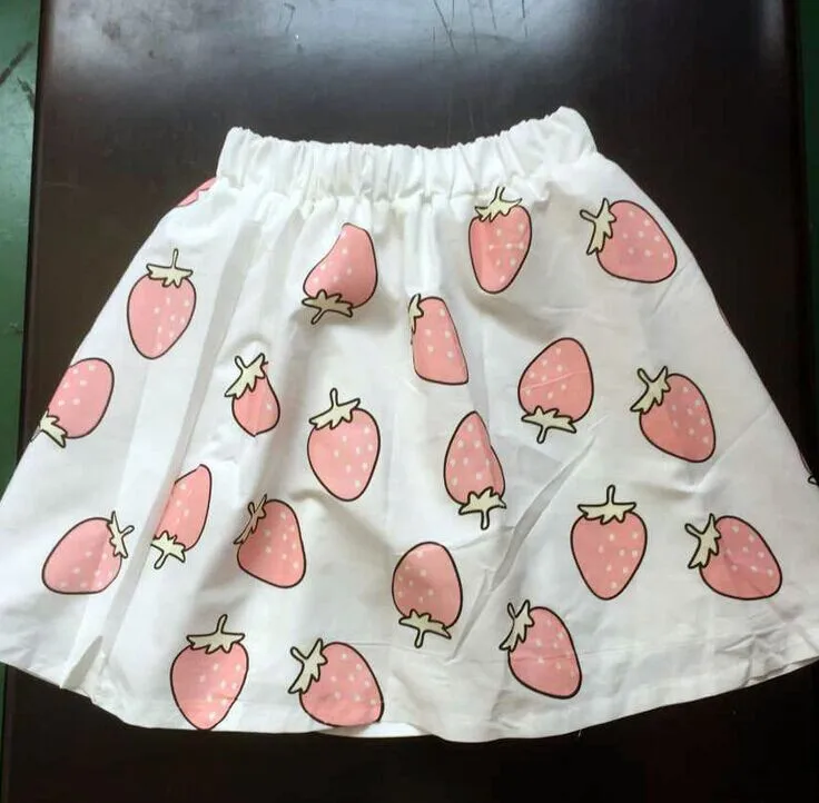 Японский стиль вкусные милые фруктовые яйца клубника печатных Лолита Kawaii юбки для девочек Сладкая школьная одежда