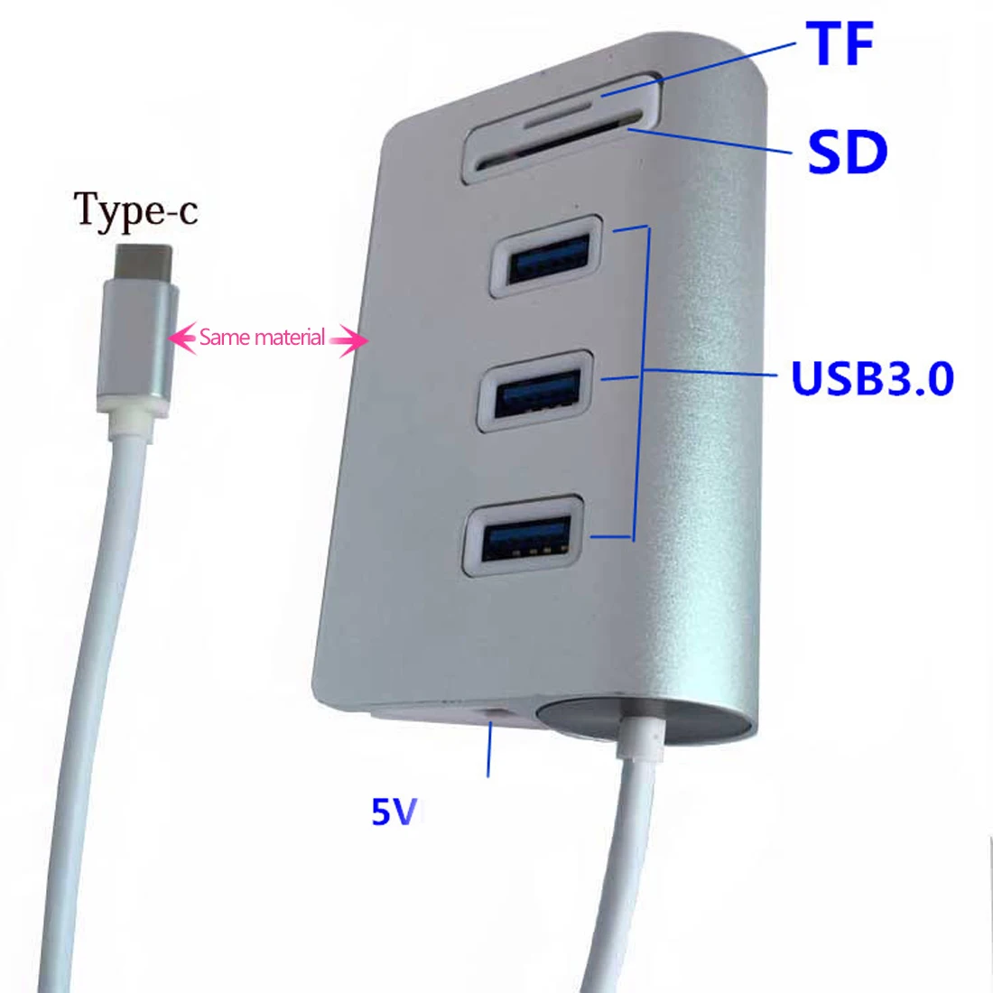 Фирменная Новинка USB HUB высокая Скорость Алюминий USB 3.0 узлов 3 Порты и разъёмы Мощность Интерфейс с TF SD Card Reader Для IMAC macBook Air Ноутбук PC