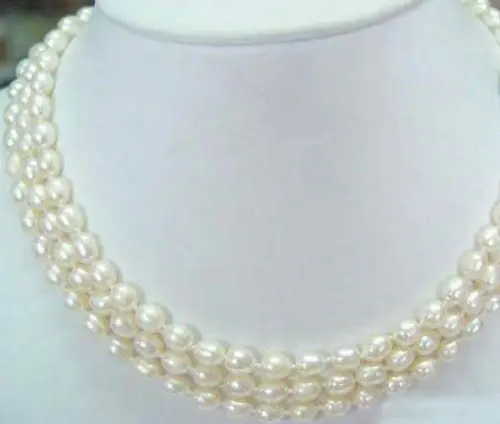

0470 White akoya cultured pearl Rice Beads necklace