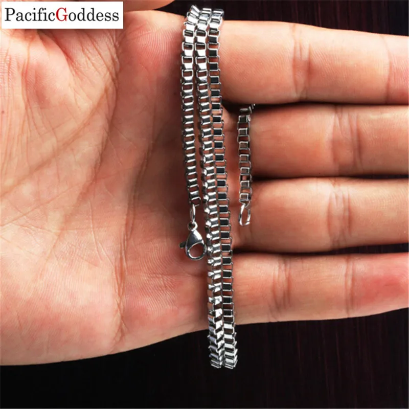 316L titanium stainless steel necklaces chains box chain silver color