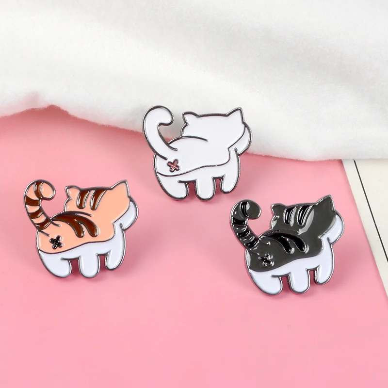 Милый Котик булавка кавайная кошка эмалированная котенок прикладом Pinback рюкзак с