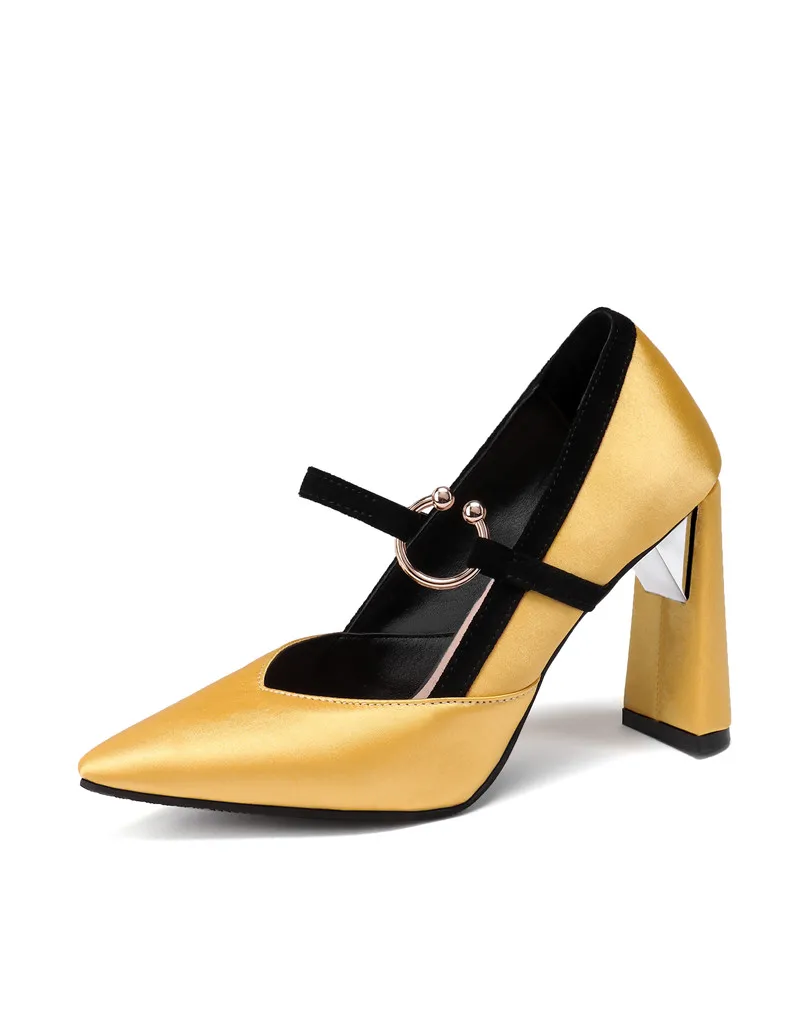 YMECHIC/Новинка года; Модная Летняя женская обувь на каблуке; цвет желтый, красный, зеленый, черный; вечерние женские туфли-лодочки для офиса; большие размеры