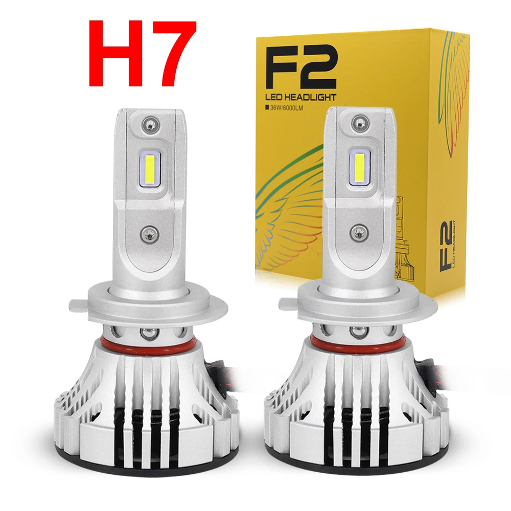 1Set H7 F2 LED Headlight Kit 72W 12000LM CSP Chips Turbo Fan 6K White Driving Fog Car Front