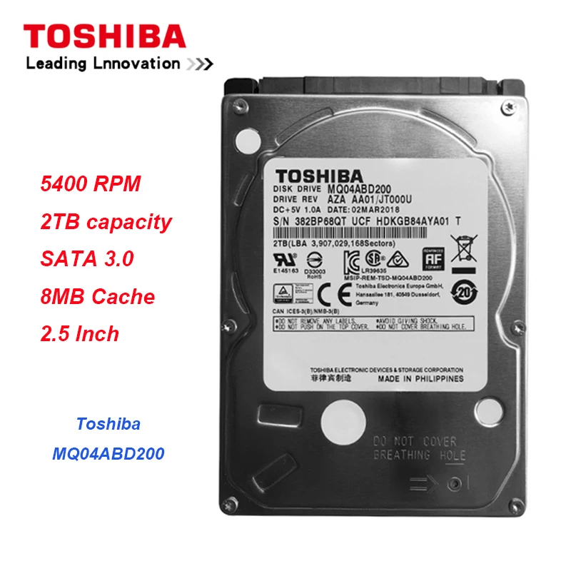 Оригинальный Toshiba MQ04ABD200 2 ТБ жесткий диск SATA 5400 об/мин 16 Мб кэш 7 мм Тонкий | Отзывы и видеообзор -32894515933