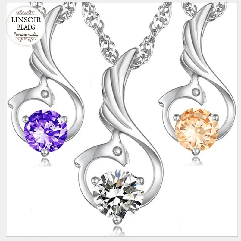 

LINSOIR 1pcs/lot Fashion Phoenix Shape Necklaces & Pendents Crystal Wedding Crystal Jewelry Necklace For Women Party