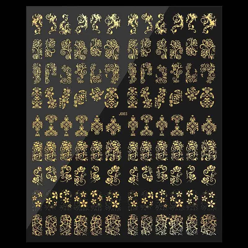 

3D Gold Color Paper Nail Art Designs Decals Decorations Supplies 22x18.2cm Beauty Flower Decoration Nature Artificial Nail#12.5g