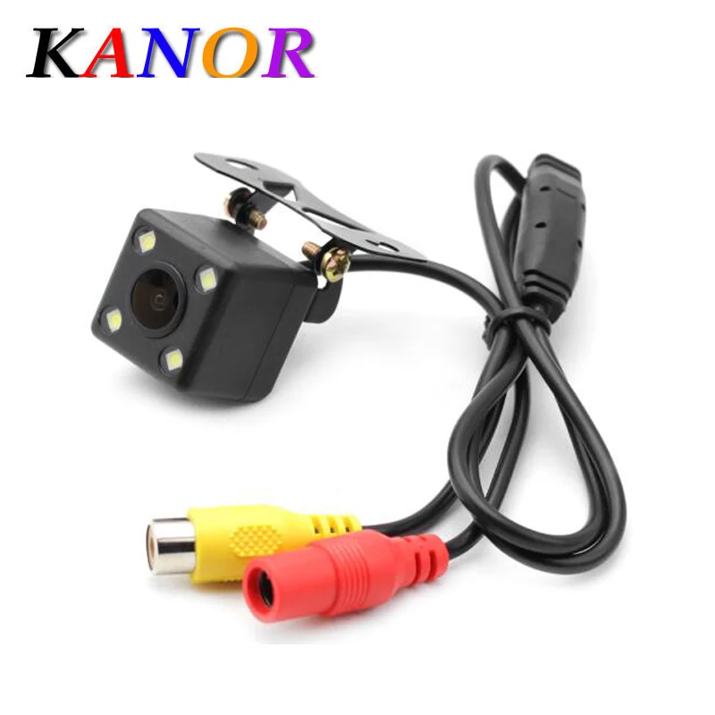 KANOR Universal Waterproof Rear View Camera with 4 LED Car Back Reverse Camera RCA Night Vision