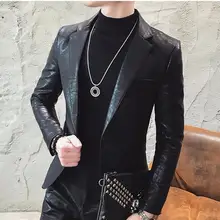 Модный костюм мужской корейской версии красивой кожаной одежды тонкий тренд pu кожаный костюм мужской одежды