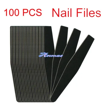 

100 pcs Nail Art Tip 100/180 Black Trapezoidal Shape File Buffing Sanding Tool Set