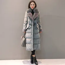 Зимний женский пуховик,, золотой бархат, высокое качество, средняя длина, верхняя одежда, толстые теплые пальто, женское белое пуховое пальто DT0427