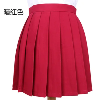 Женские юбки, женская одежда Kawaii, школьная форма для колледжа, базовая разноцветная юбка, Женская Корейская одежда Harajuku для женщин - Цвет: dark red