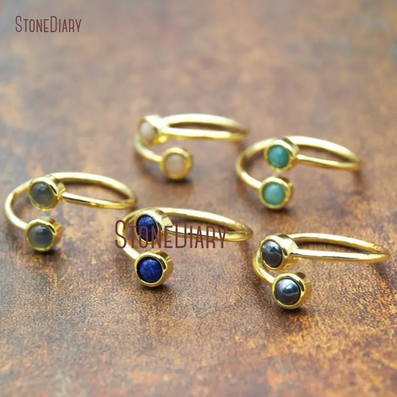 10 шт. чистый круг цвет золотой кольцо Амазонит, гематит, солнечный камень, лазурит, синий Spar кольцо для продажи регулируемый RM15599