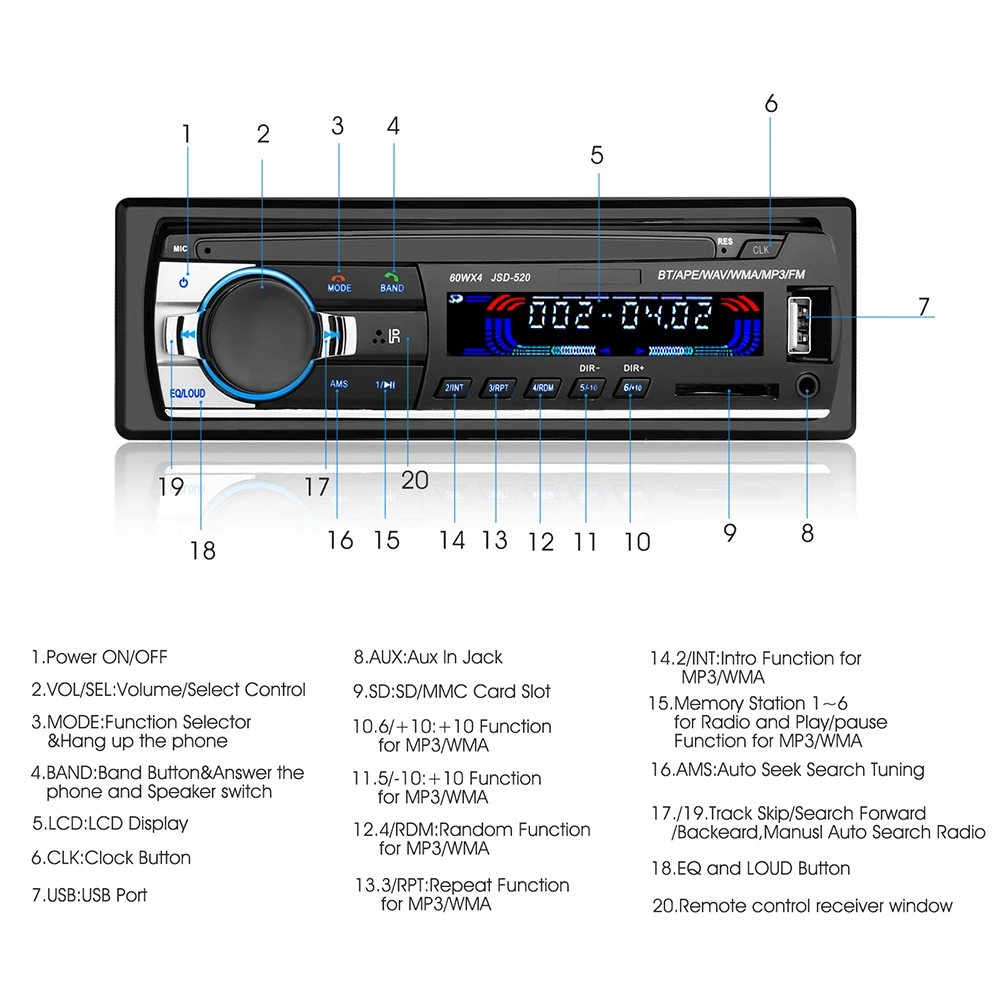 Авторадио 12 в Android автомобильный Радио 1 Din Bluetooth MP3 плеер FM/USB/радио для телефона автомобиля аудио ISO разъем с пультом дистанционного управления