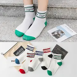 Модные мужские носки в европейском и американском стиле, цветные носки с буквами и параллельными полосками, новые осенние носки без пятки