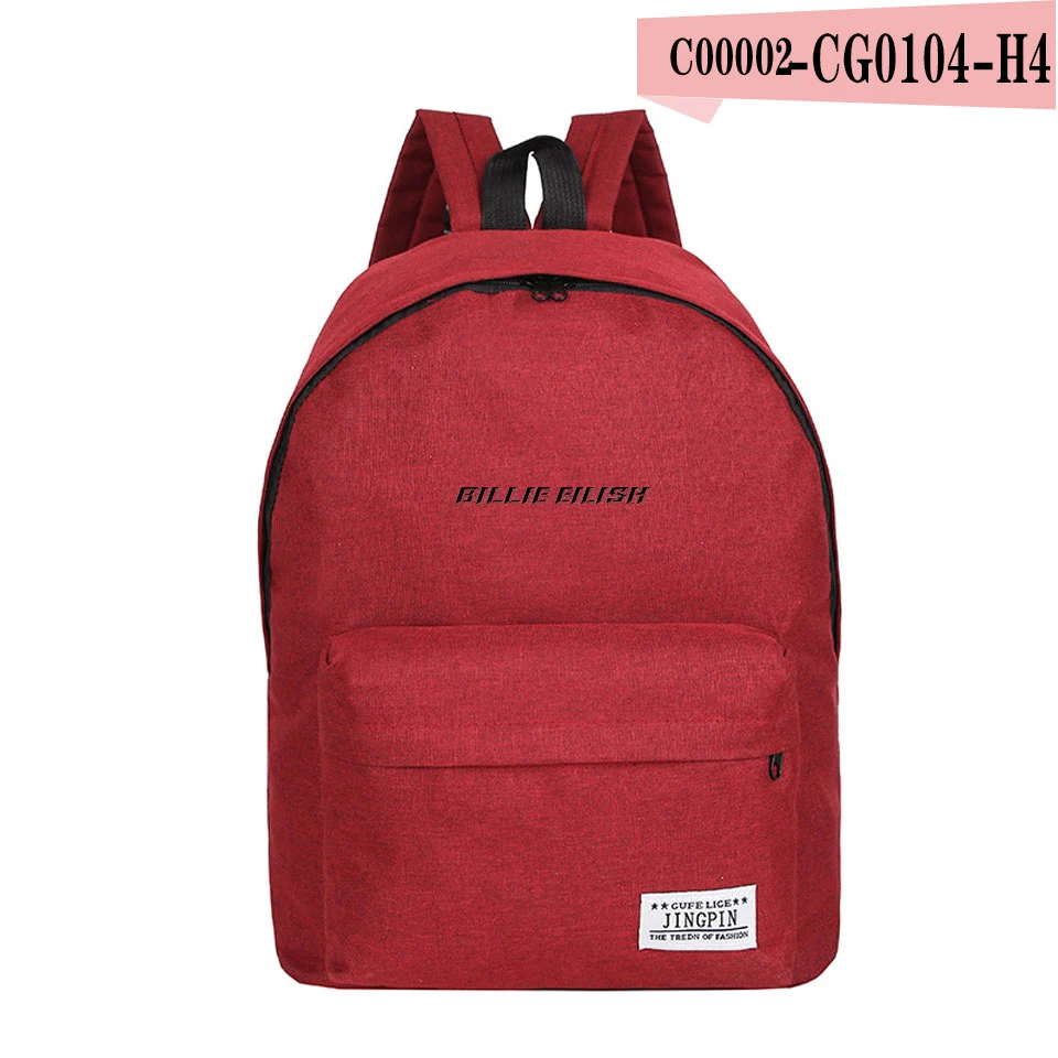 Певица Билли эйлиш забавная сумка рюкзак harajuku Kpop mochila хип-хоп подростковые школьные крутые сумки Billie Eilish Высококачественная сумка - Цвет: Dark red