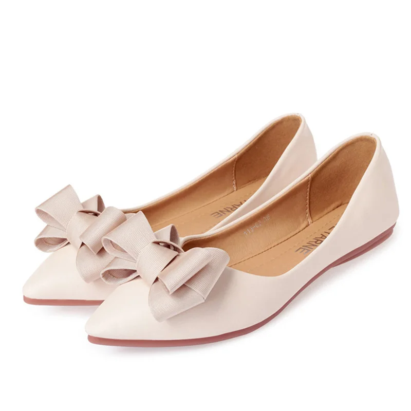

Plus size 41 Women Flats ballerina shoes Woman comfortable flat shoes Bowknot pointed toe slip on Loafers Zapatos Mujer 2019