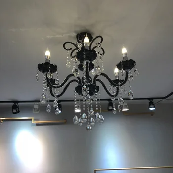 

Nautical Bar Cafe store mini black chandelier led lamparas 6/8 arm dining room bedroom kid's vintage glass chandeliers Avize