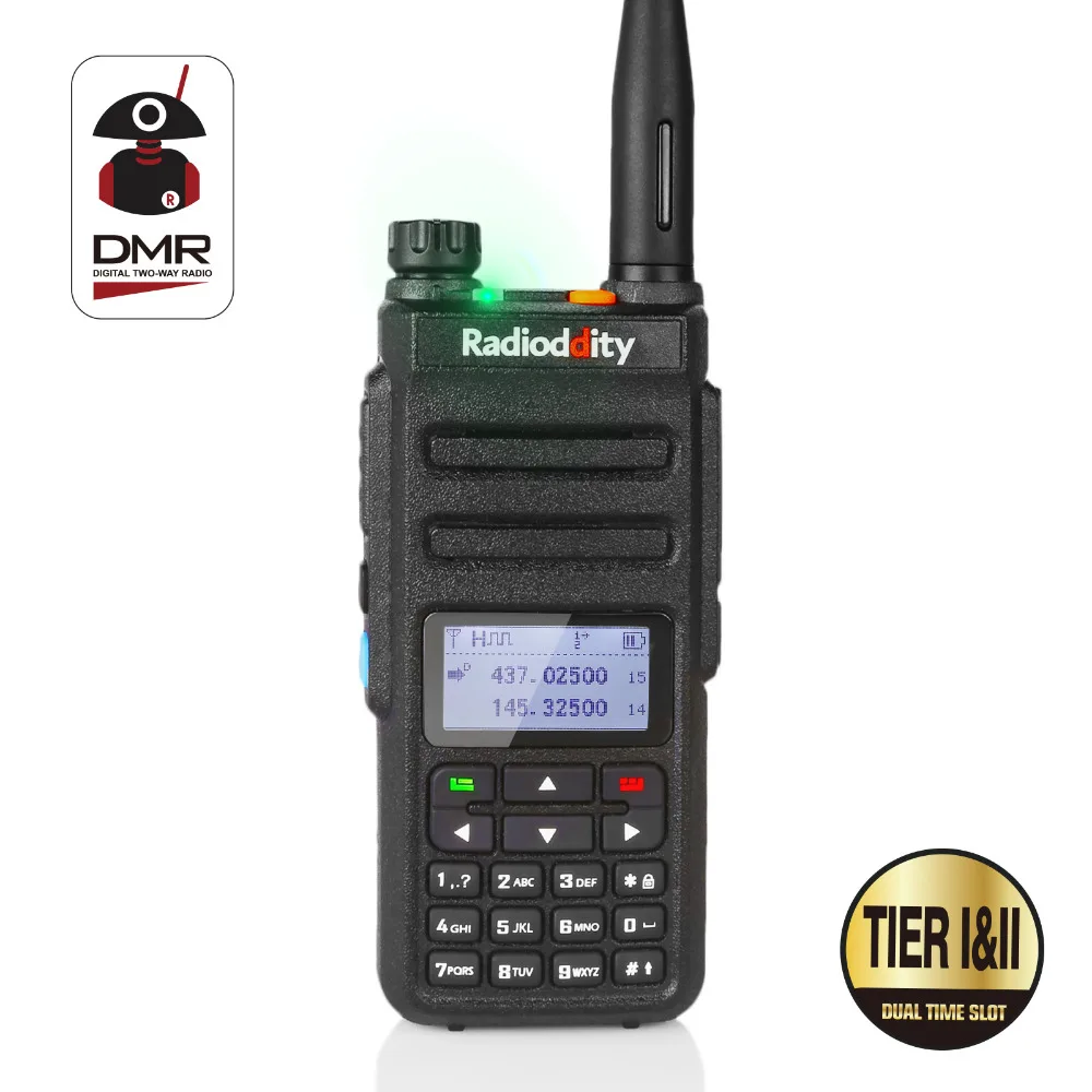 Digital Two Way Radio Radioddity GD-77 Dual Band Dual Time Slot Walkie Talkie Motrobo Tier 1 Tier 2 Transceiver DMR with Cable