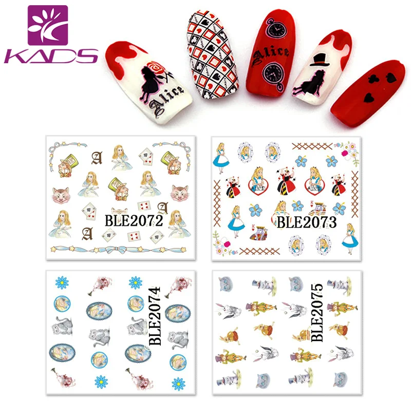 

KADD 11sheet/SET BLE2072-2082 Alice in Wonderland Cartoon design nail sticker water decals for sticker decal transfer sticker