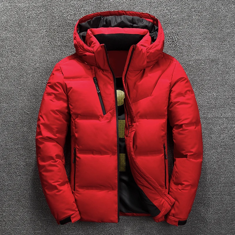 Winter new men's down jacket Casual mens thick Detachable hat White duck down hooded coat male Solid color warm zip outwear Tops Winter new men's down jacket Casual mens thick Detachable hat White duck down hooded coat male Solid color warm zip outwear Tops