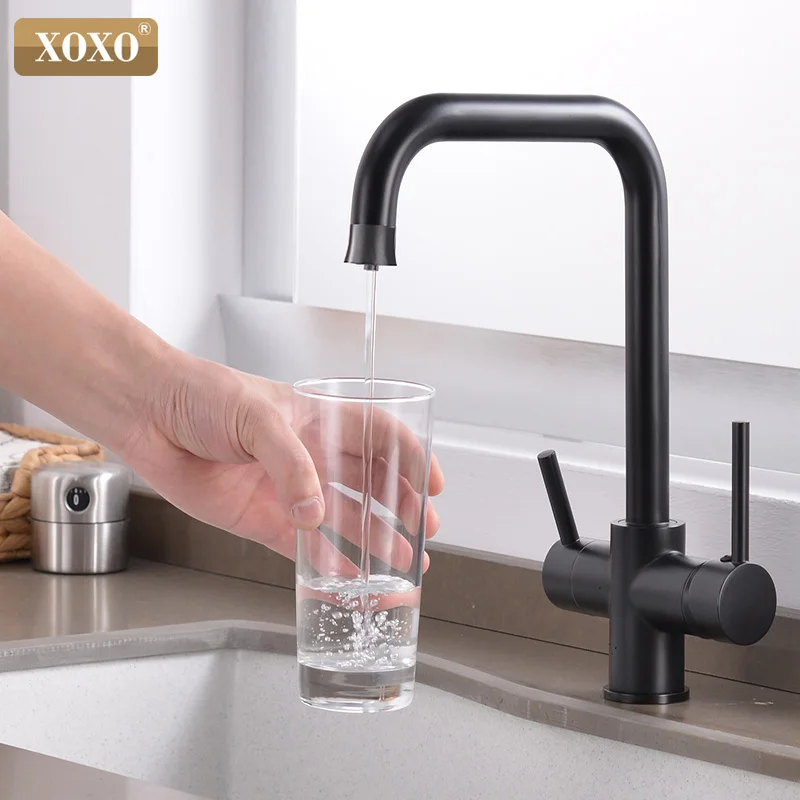  XOXO Filter Kitchen Faucet Drinking Water Blcak Deck Mounted Mixer Tap 360 Rotation Brass Pure Filt - 32918533033