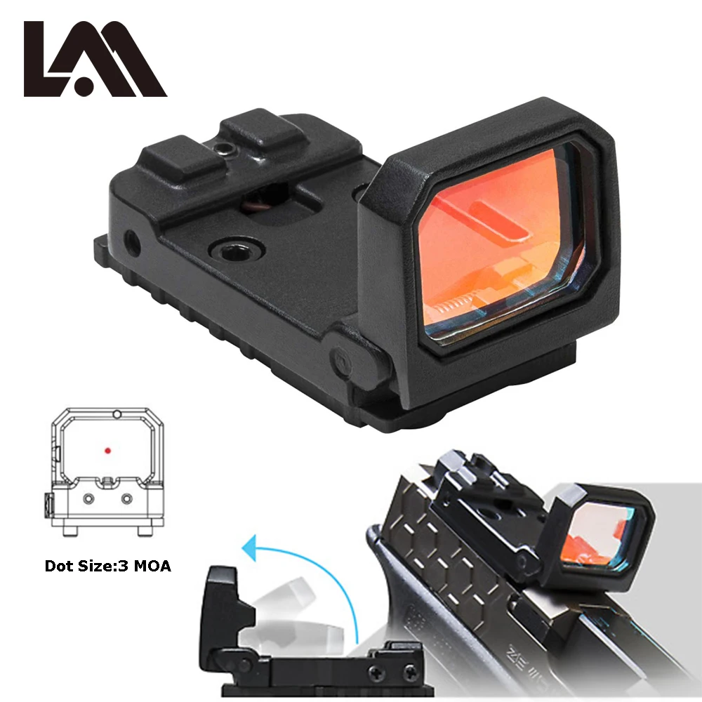 

Vism Flip Red Dot Sight Pistol Sight Holographic Reflex Sight for Airsoft MOS Glock Mounts and Slides Machined to Trijicon RMR