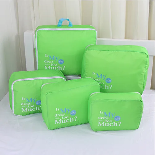 5 шт./компл. путешествия Чемодан Упаковка Cube Организатор сумка нейлоновая сетка дорожная сумка набор саквояж набор - Цвет: Зеленый