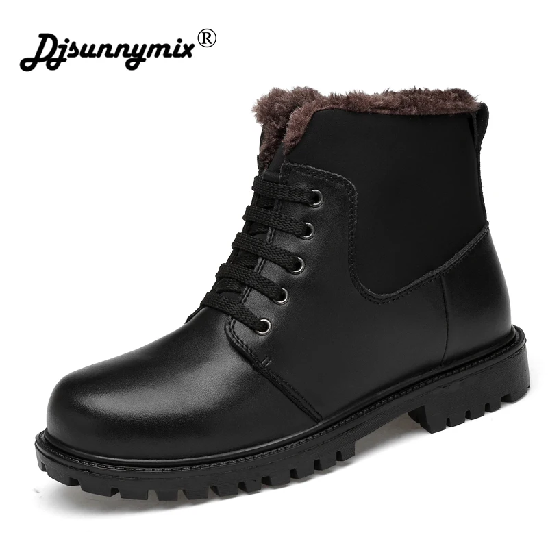 

New arrival Autumn Winter Fashion Warm Men Boots Business Casual Boots For Men Black genuine leather shoes big size 37-47