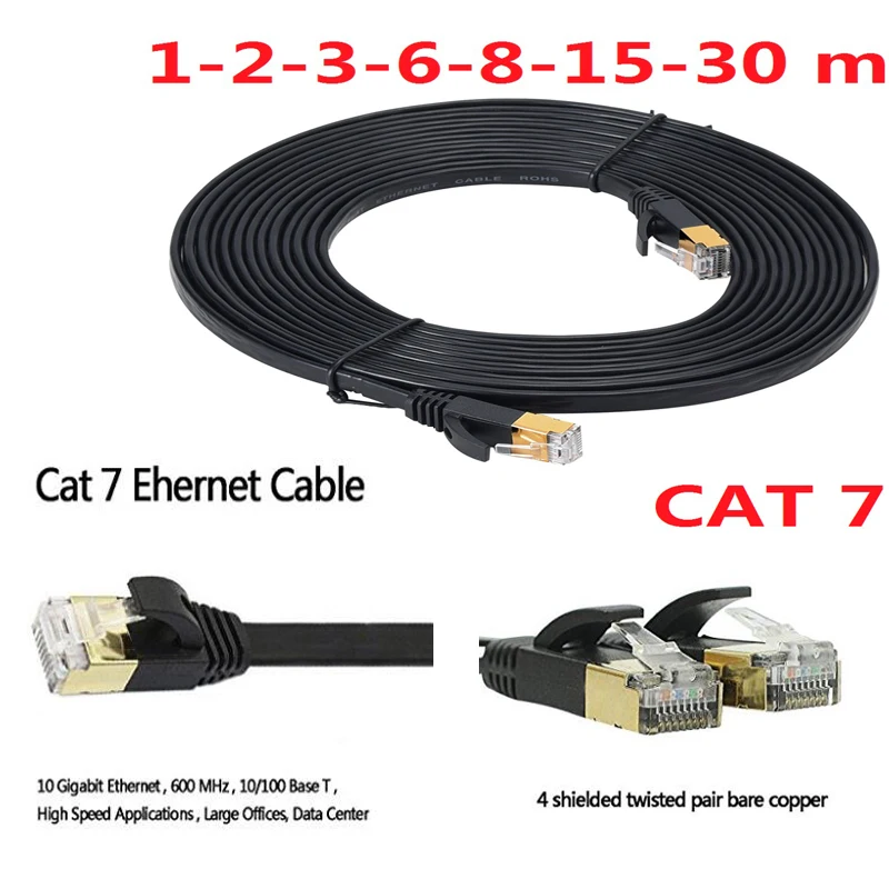 Высокая Скорость 10 Гбит/с Cat7 SSTP RJ45 сети плоский экранированные патч корд CAT 7