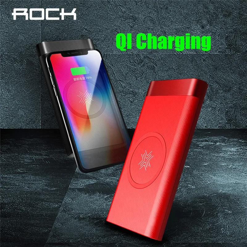 ROCK 10000mAh QI Wireless Charger Power Bank for iPhone X 8 8p Powerbank for Samsung S9 S8 Battery Charger Wireless Charging Pad ROCK 10000mAh QI Wireless Charger Power Bank for iPhone X 8 8p Powerbank for Samsung S9 S8 Battery Charger Wireless Charging Pad
