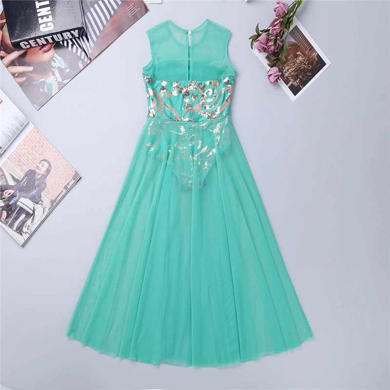 Kids Glittery Ballet Tutu Dress Gymnastics Leotard Dance Girls Floral Sequins Leotard contemporary Dress Lyrical Dance costumes