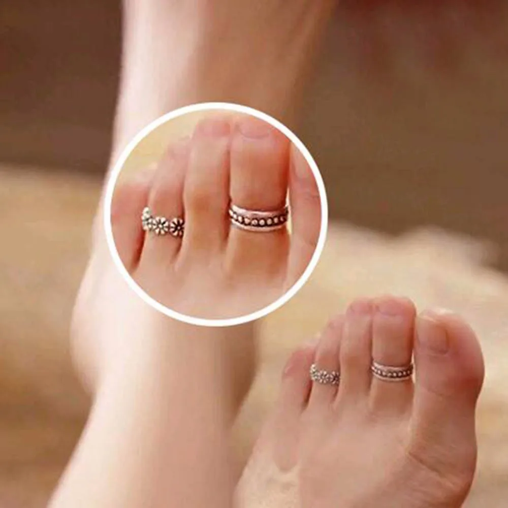 

KISS WIFE 1pcs Ring Sets Mix Celebrity Fashion Simple Retro Carved Flower Adjustable Toe/Foot Ring Finger Ring Women Jewelry