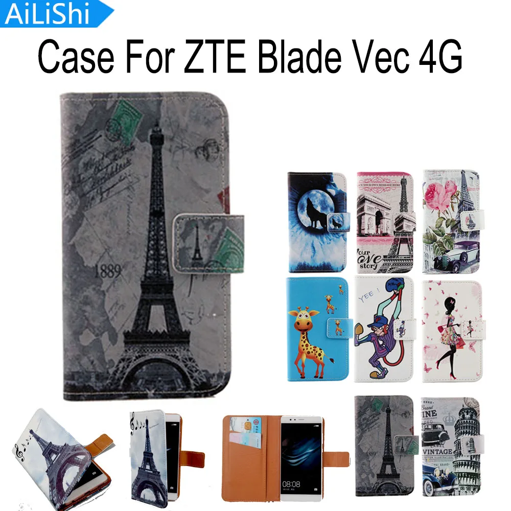 

AiLiShi Hot Painted Cartoon Flip Cover Skin Pouch With Card Slot High Quality PU Leather Case Phone Case For ZTE Blade Vec 4G