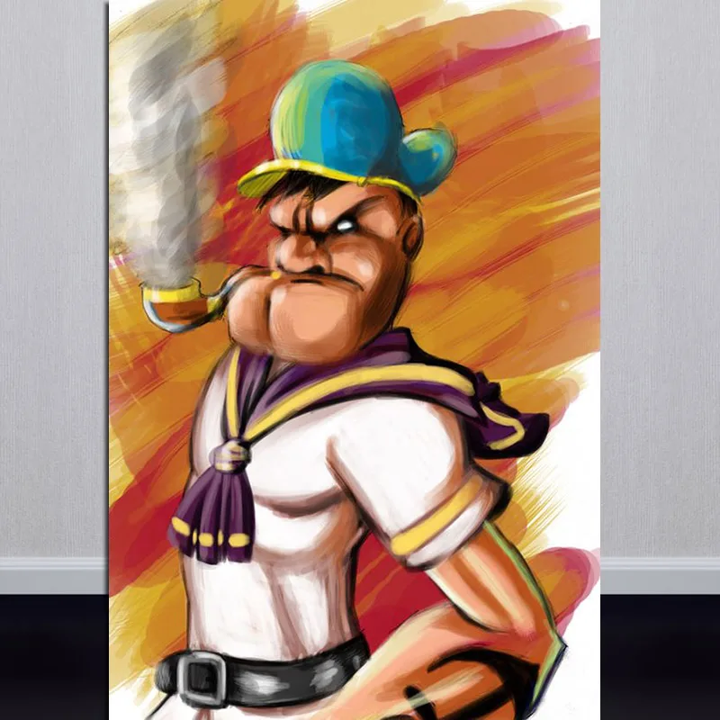 

hand made oil painting Popeye the Sailor Man art on canvas Mike Mozart Uncle street art painted mural decoration