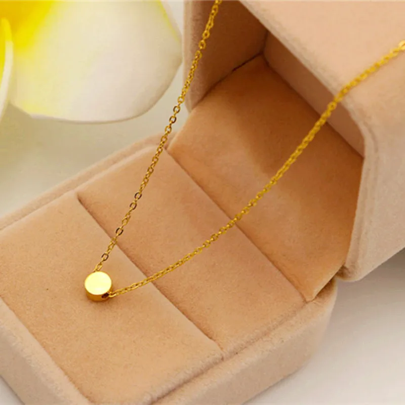 

Titanium Steel Lucky Simple Jewelry Bead Ball Necklace Women Small Beans Necklace Rose Gold Short Chain Necklace & Pendant K0039